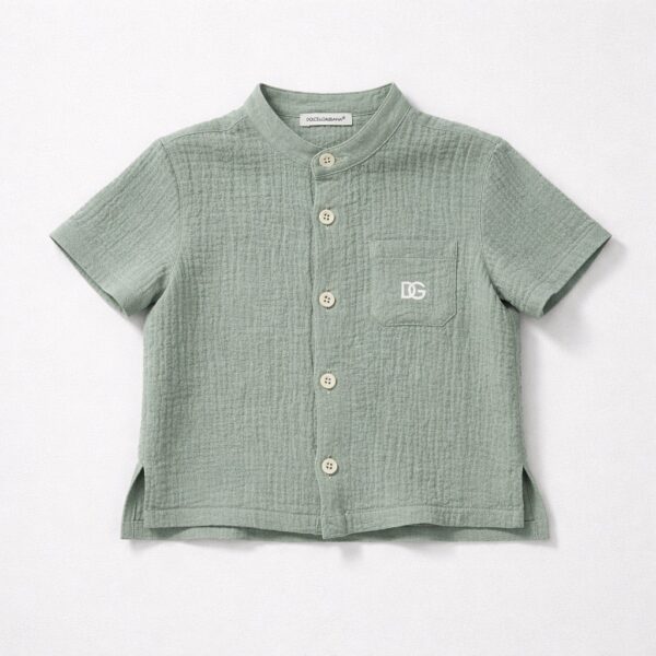 Dolce&GAbbana - Camicia con logo verde salvia
