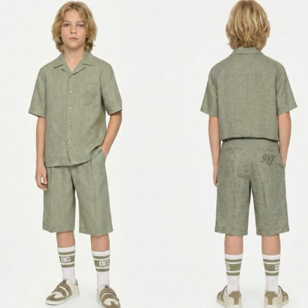 Dolce & Gabbana - Camicia logo ricamo verde salvia