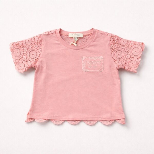 Twinset - t-shirt maniche corte in pizzo macramè