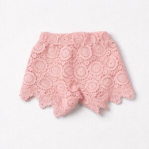 Twinset - Short in pizzo macramè rosa