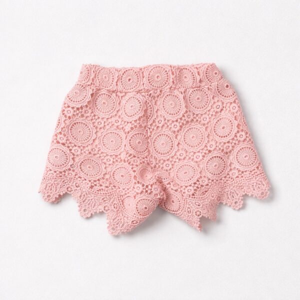 Twinset - Short in pizzo macramè rosa