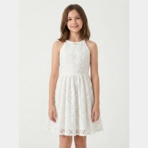 Twinset - Abito in pizzo macramè bianco