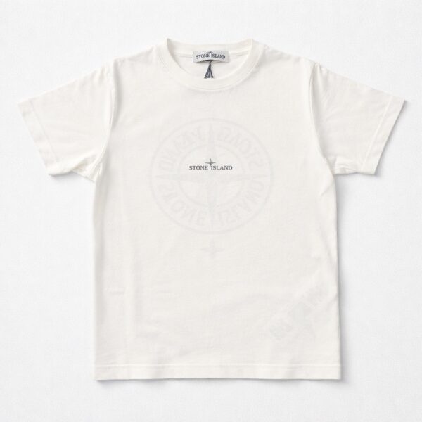 Stone Island - T-shirt con logo - bianca