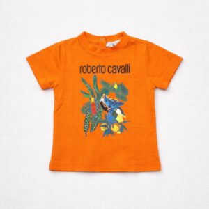 Roberto Cavalli - t shirt logata arancio