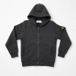Stone Island - Felpa nera logata con cappuccio