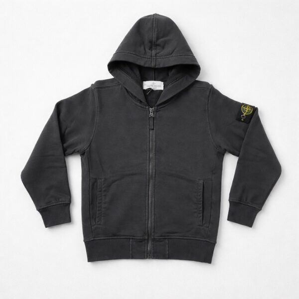 Stone Island - Felpa nera logata con cappuccio