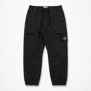 Stone Island - pantalone tessuto logato nero