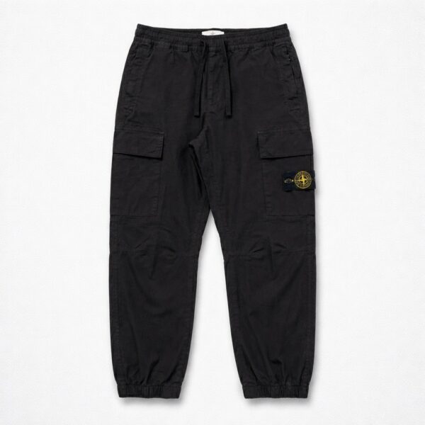 Stone Island - pantalone tessuto logato nero