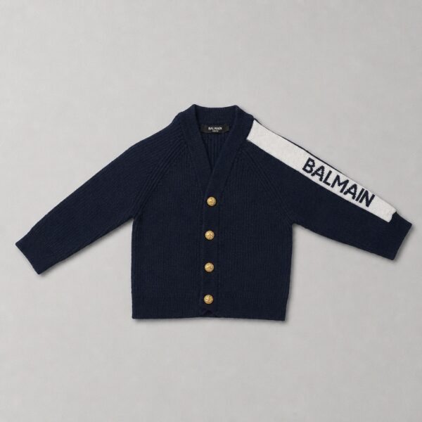 Balmain - Maglioncino a coste con logo laterale