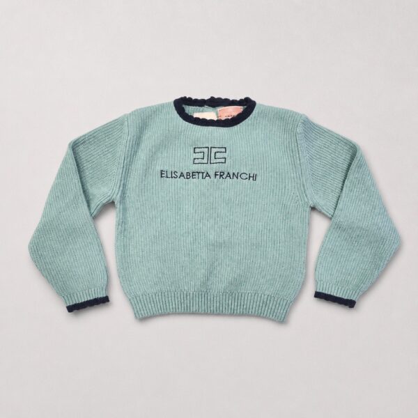 Elisabetta Franchi - Maglia con logo verde Tiffany