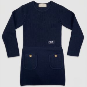 Elisabetta Franchi - Abito in maglina costine blu