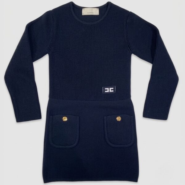 Elisabetta Franchi - Abito in maglina costine blu