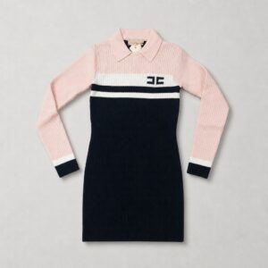 Elisabetta Franchi - Abito in maglina rosa e nero