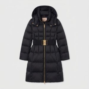 Elisabetta Franchi - Piumino lungo con cinta logo