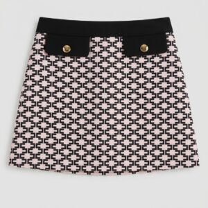 Elisabetta Franchi - Gonna logo monogram rosa nero