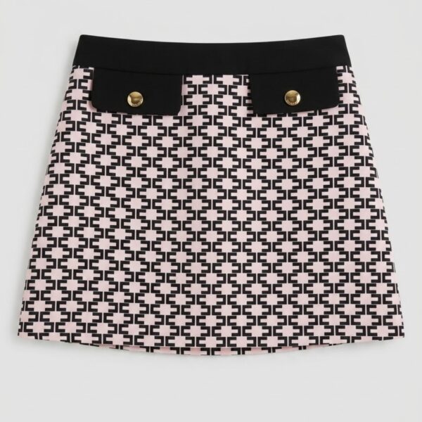 Elisabetta Franchi - Gonna logo monogram rosa nero