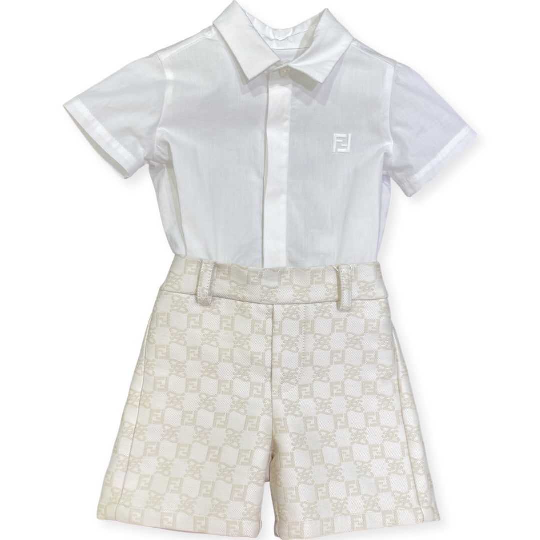 Fendi - Tutina neonato - Bianco Beige