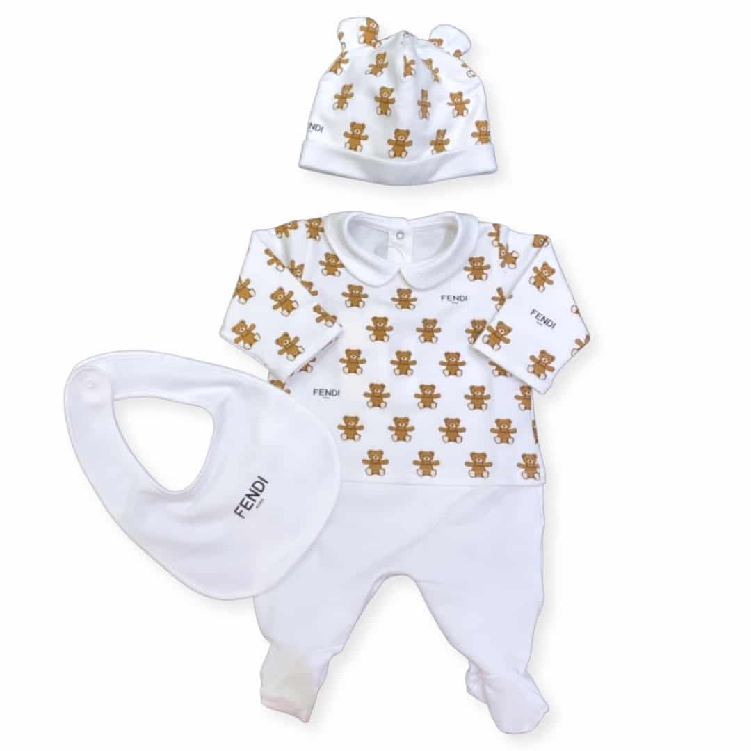 Fendi - Tutina piu cappello piu bavaglino - Bianco