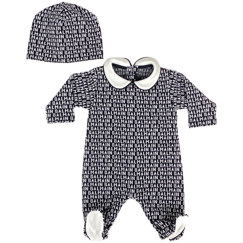 Balmain - Tutina e cappello bimbi - Bianco nero