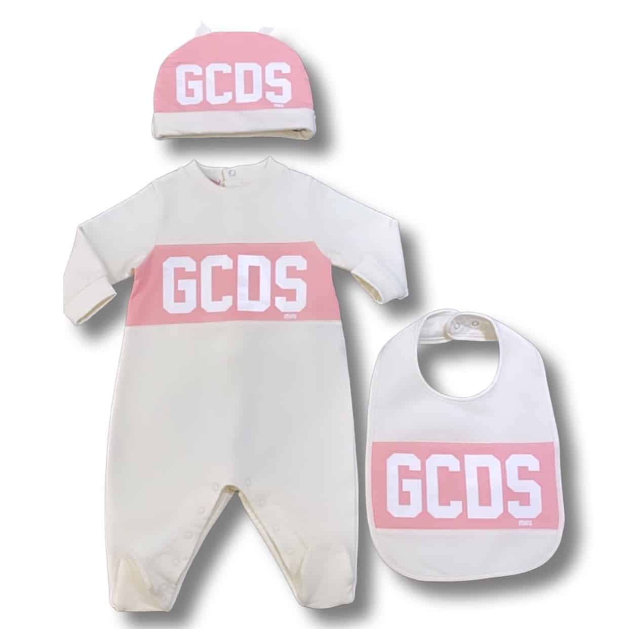 Gcds - Tutina bavaglino cappellino - Bianco Rosa