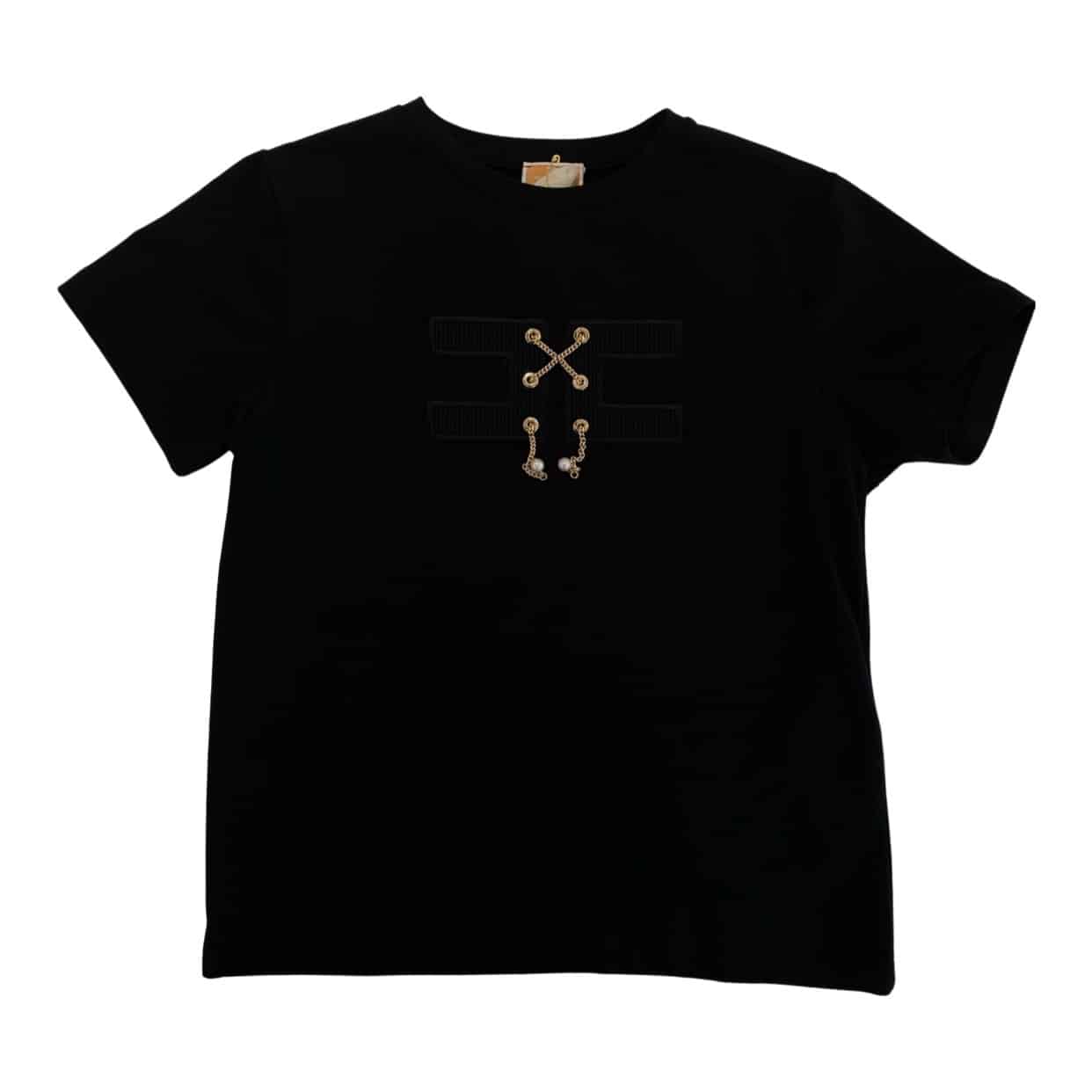 Elisabetta Franchi - T-shirt con catenella oro