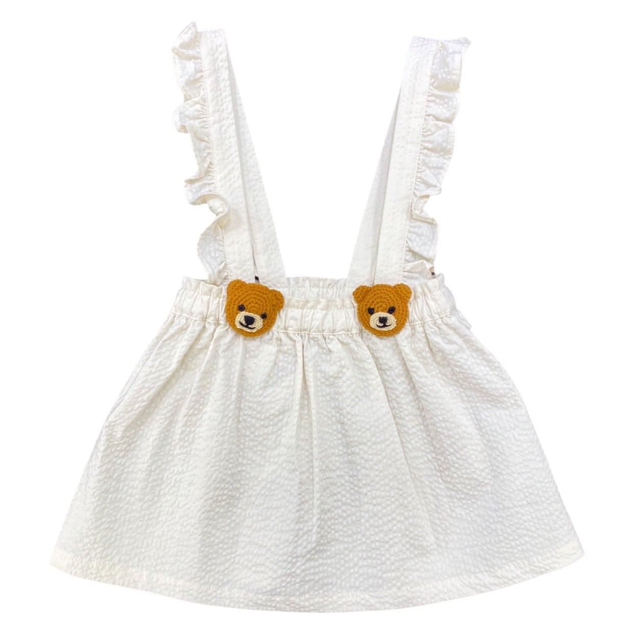 Moschino - Salopette con orsetto ricamo bianco