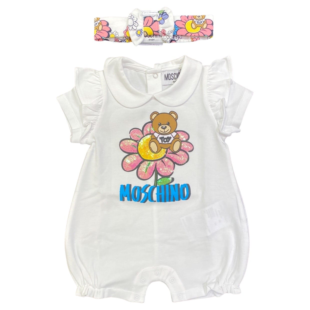 Moschino - Pagliaccetto teddy daisy con fascia