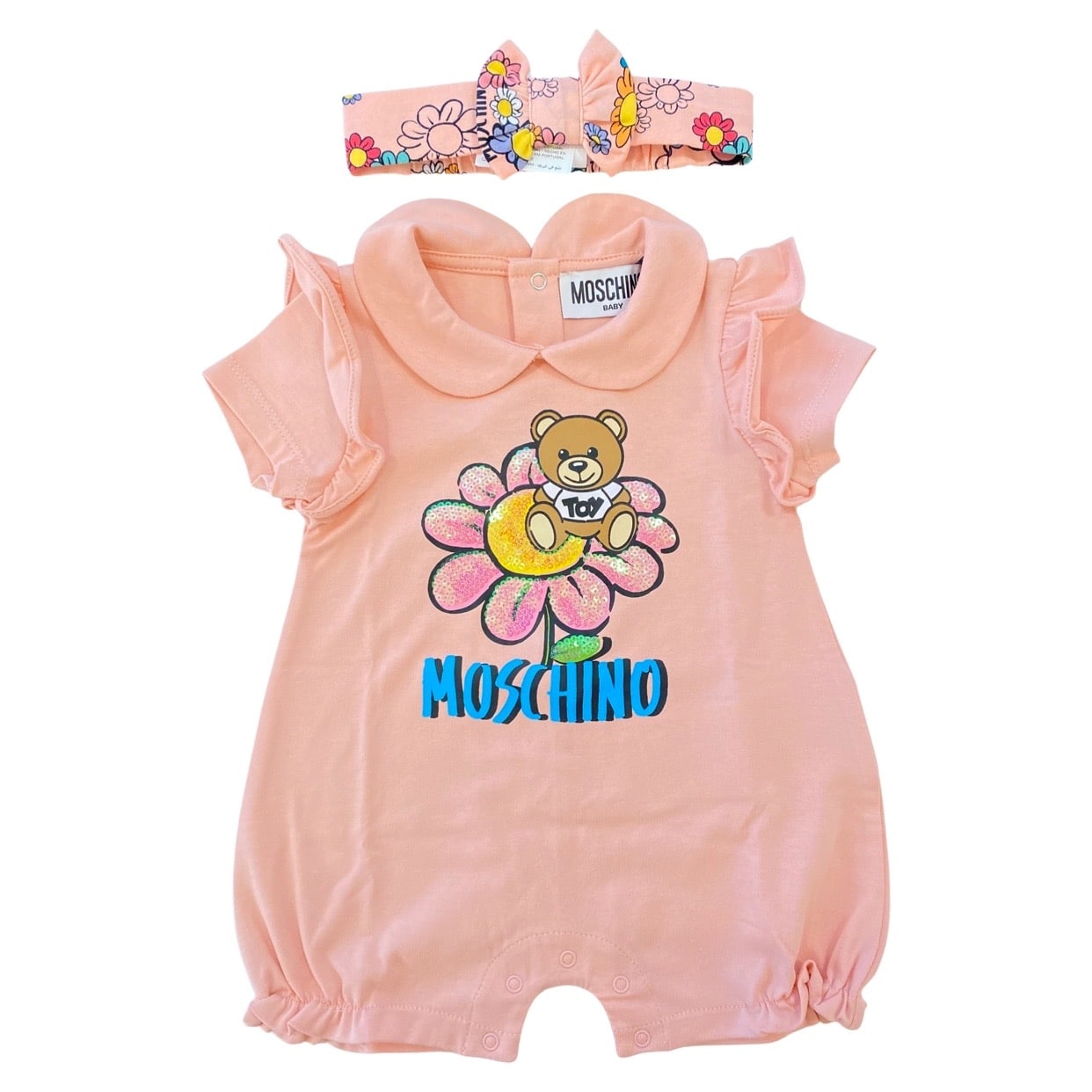 Moschino - Pagliaccetto orsetto daisy e fascia