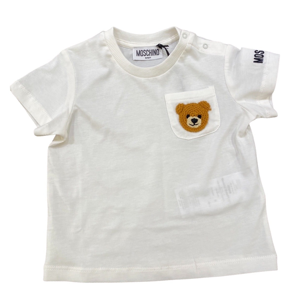 Moschino - T-shirt con orsetto ricamo bianca