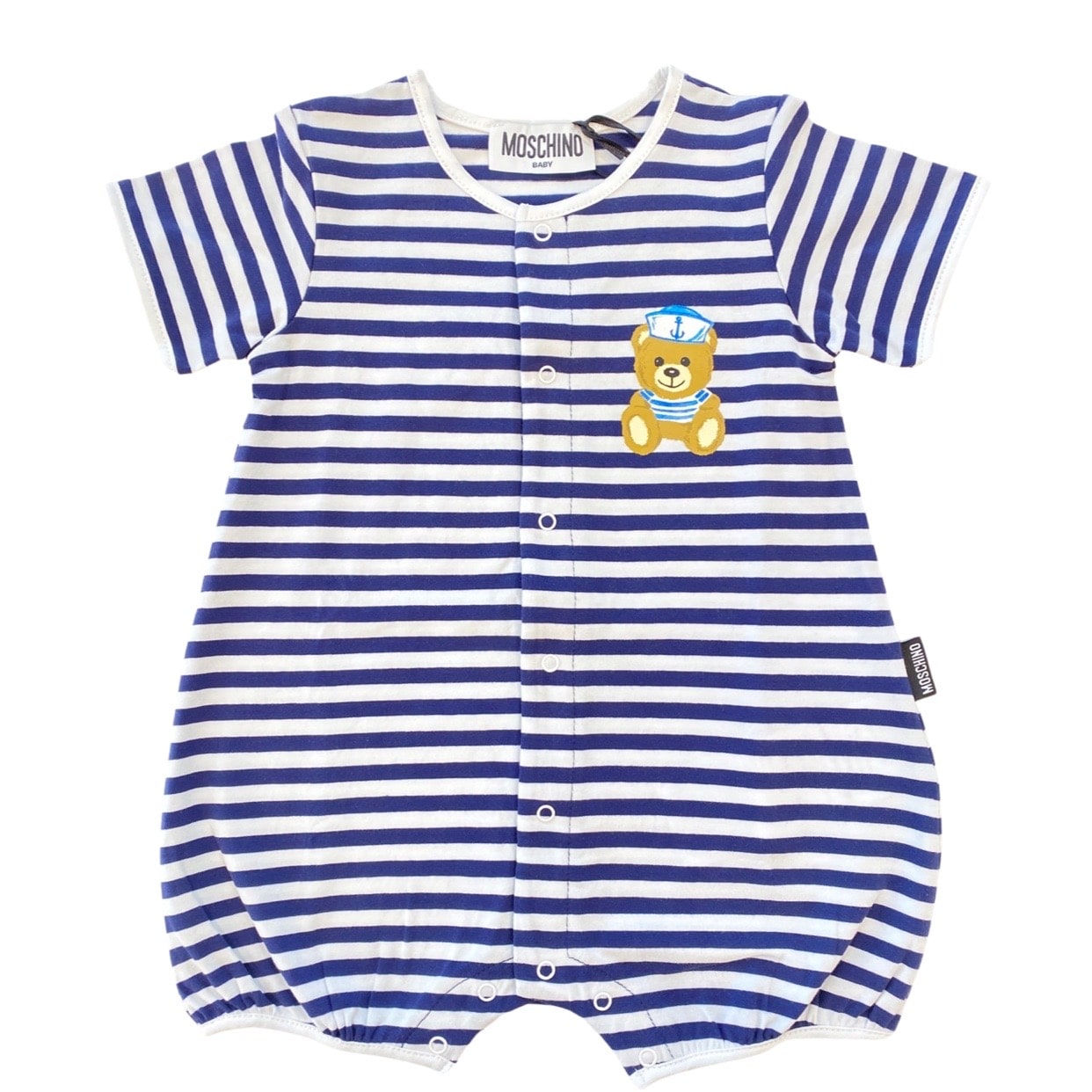 Moschino - Pagliaccetto a righe orsetto blu