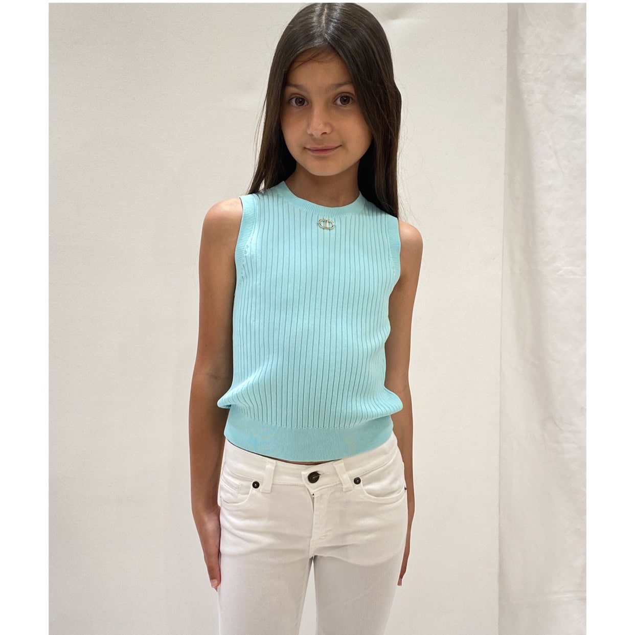 Twinset - Canotta a costine - Verde Tiffany