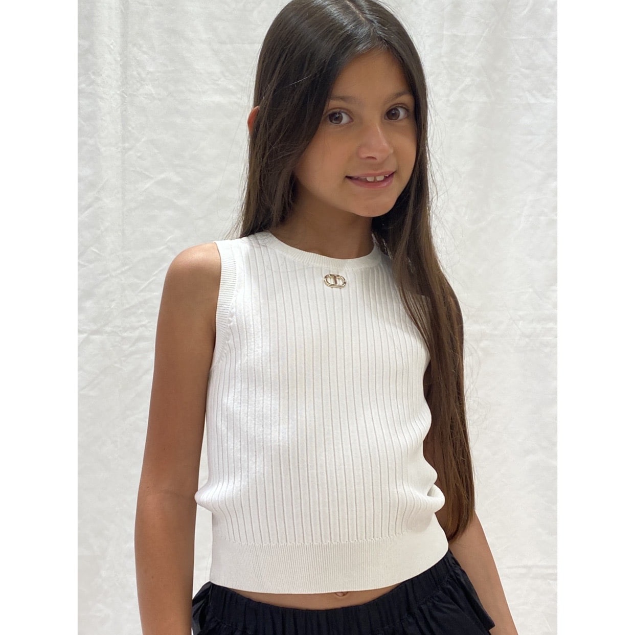 Twinset - canotta a costine - bianca