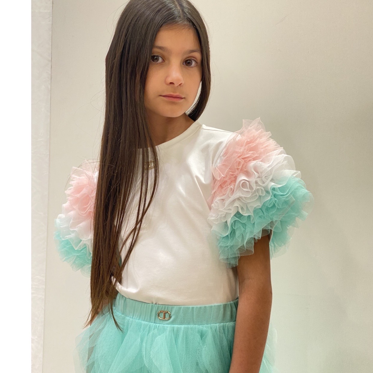 Twinset - T-shirt con rouche - Multicolor
