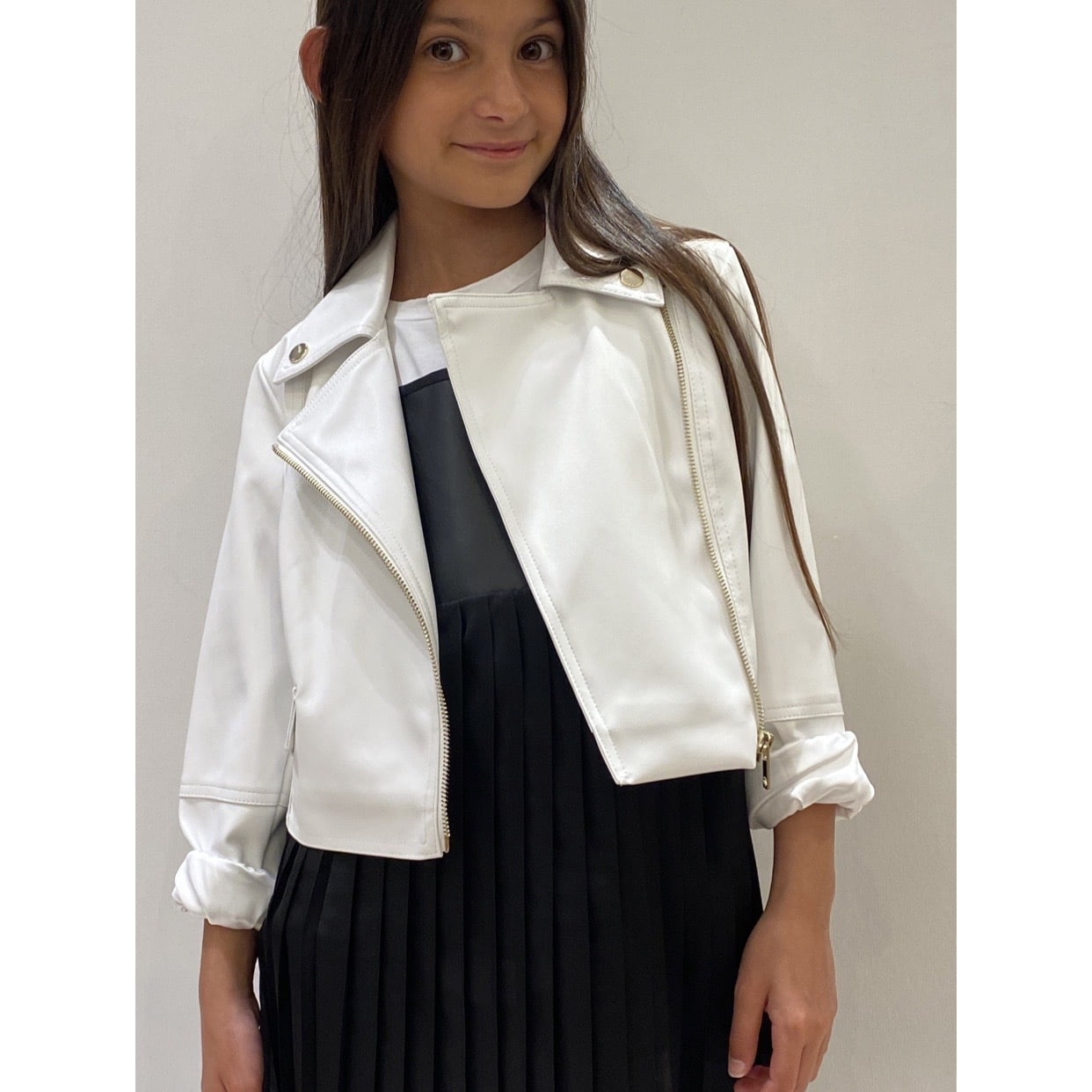 Twinset - Giacca chiodo effetto pelle - bianca