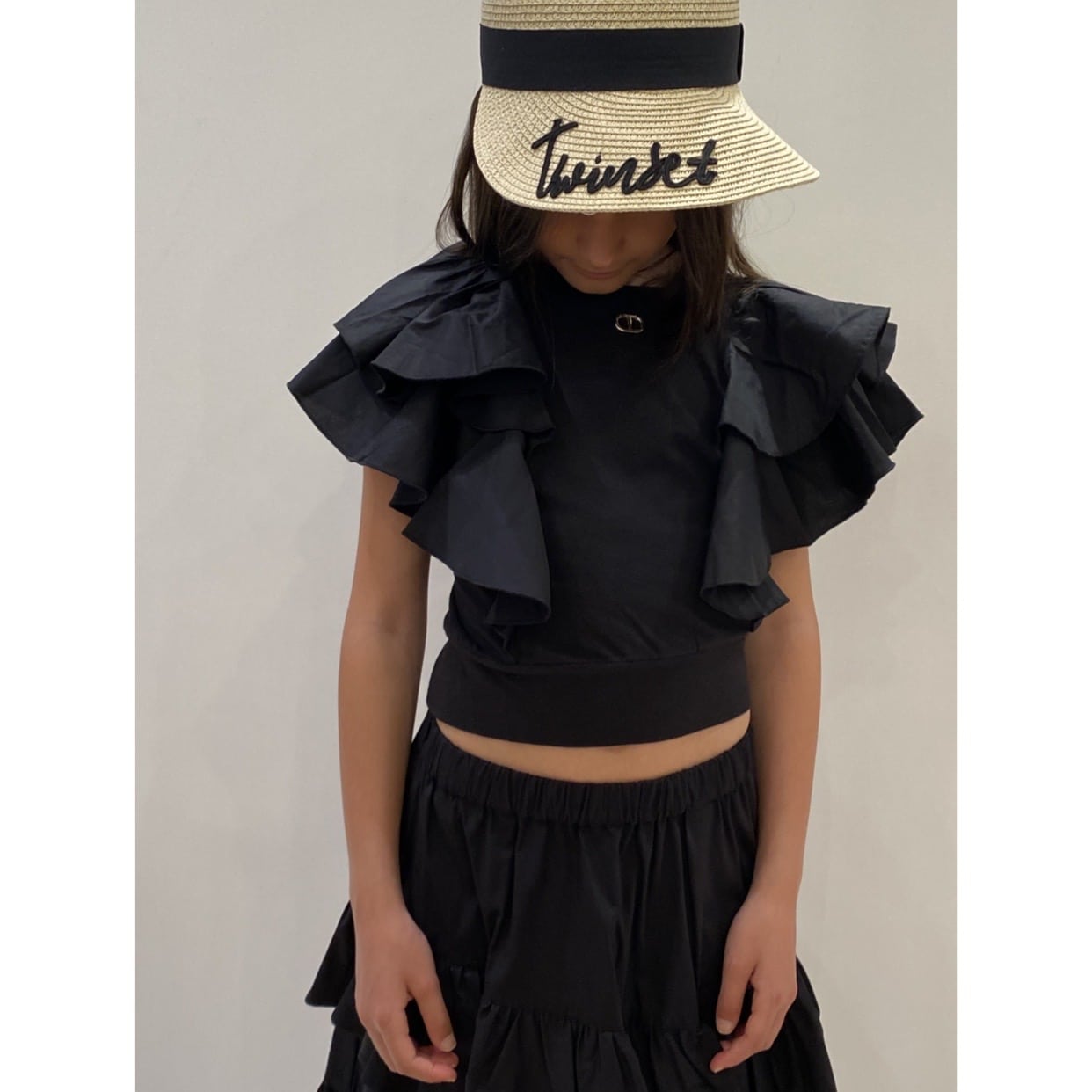 Twinset - Top con volant - Nero