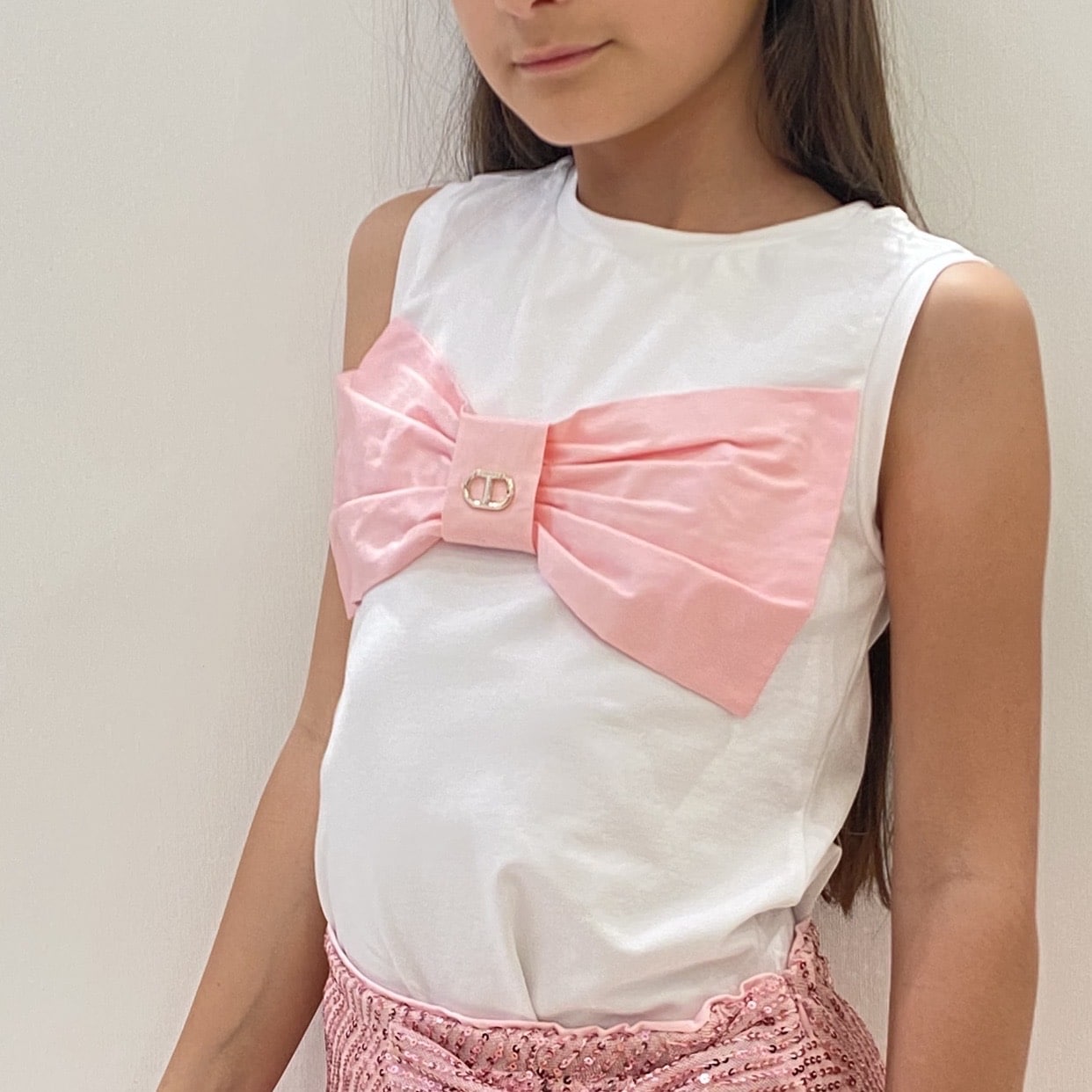 Twinset - T-shirt con fiocco rosa