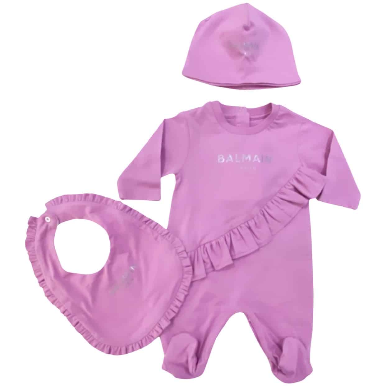 Balmain - Tutina cappello e bavetta - Purple