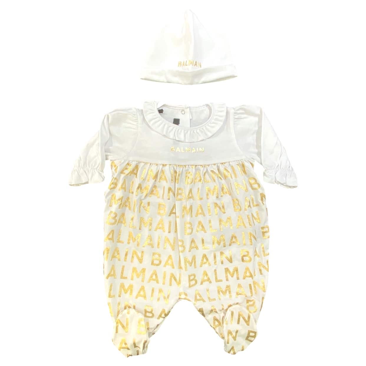 Balmain - Tutina e cappello - Bianco oro