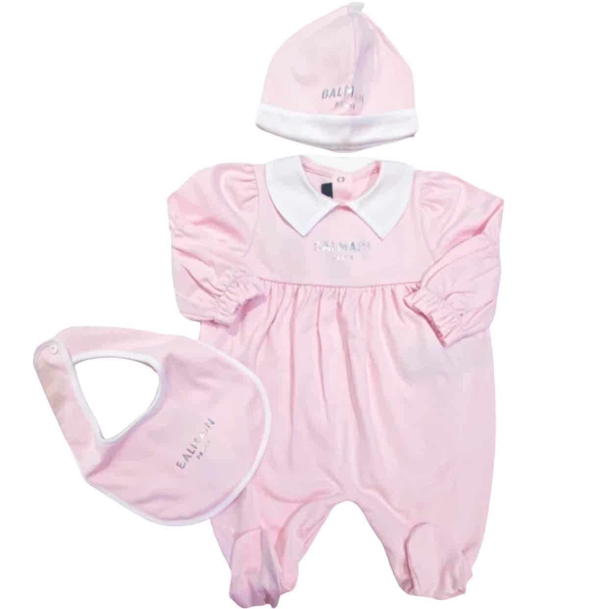 Balmain - Tutina cappello e bavetta - Rosa