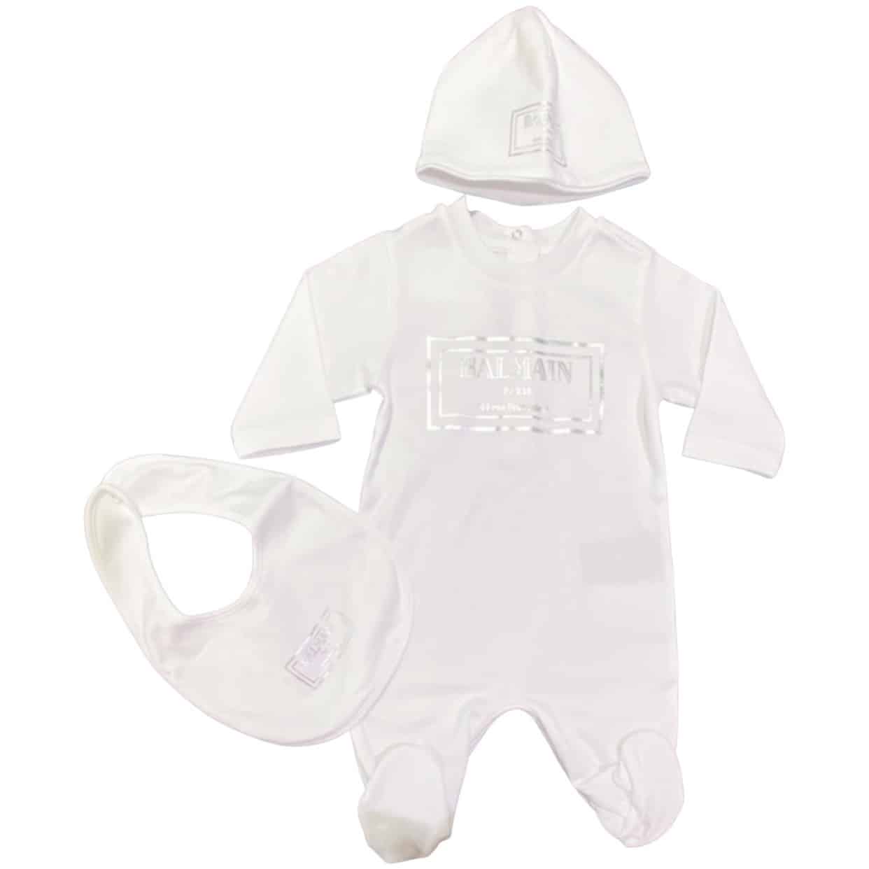 Balmain - Tutina cappello e bavetta - Bianco