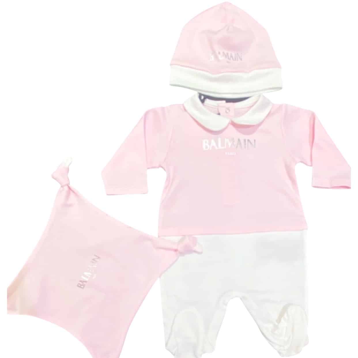 Balmain - Tutina cappello e doudou - Bianco rosa