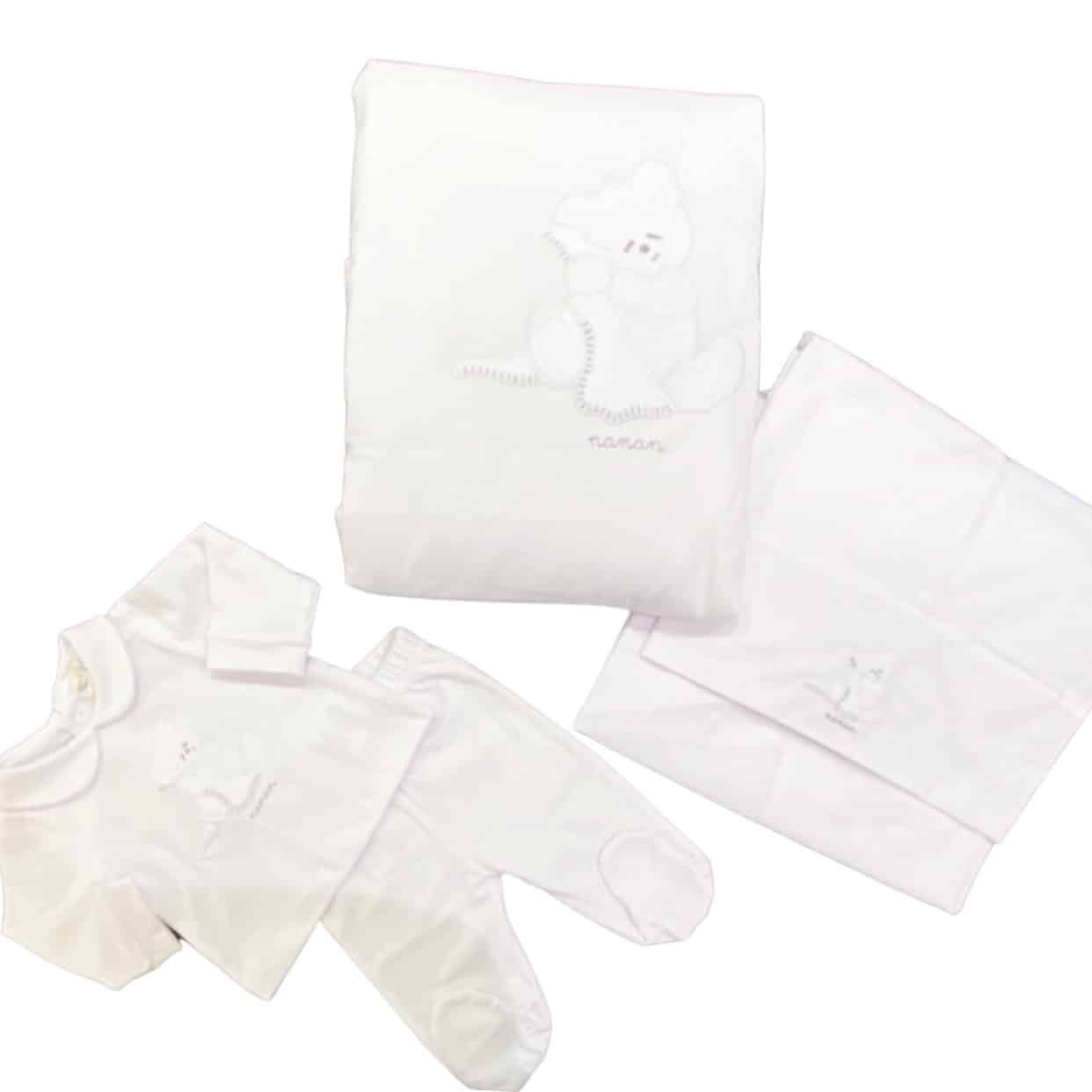 Nanan - Coperta con orsetto - Bianco